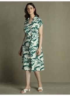 Dennis Lingo Green Dress for Women - Regular Fit, Poly Moss  - Image 3