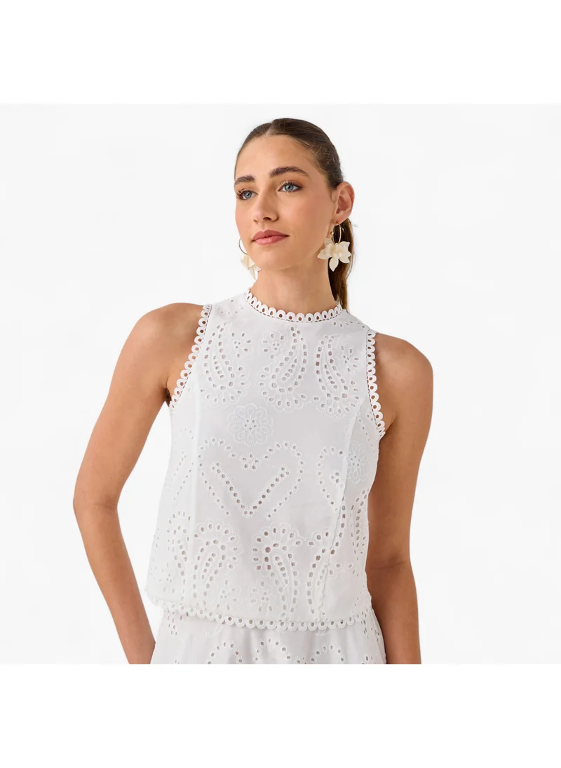 تواكستريمز 2Xtremz Schiffli Embroidered Sleeveless Top