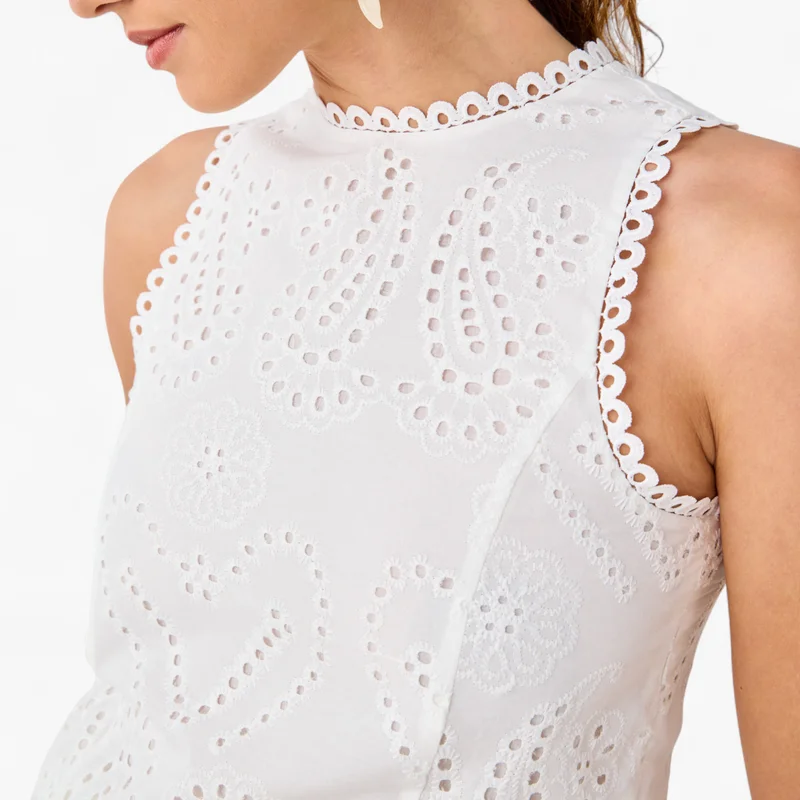 2Xtremz 2Xtremz Schiffli Embroidered Sleeveless Top