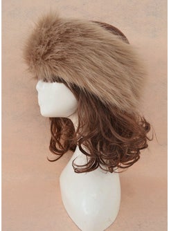 Generic Faux Fur Hat Band Fox-Style Headband White  - Image 3