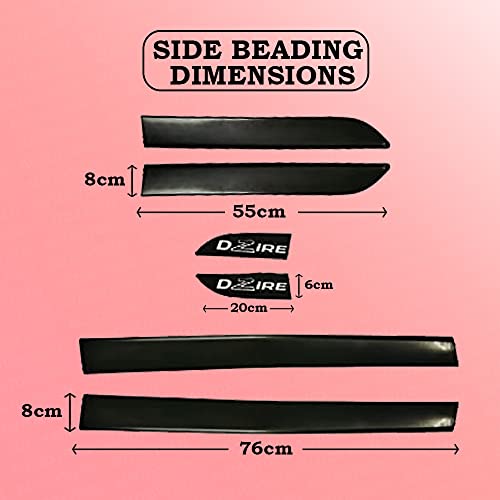 AUTOXYGEN Black Side Door Beading/Door Guard/Door Protector for Swift Dzire (2016 & Earlier) (Set Of 6 Pcs.) - Image 3