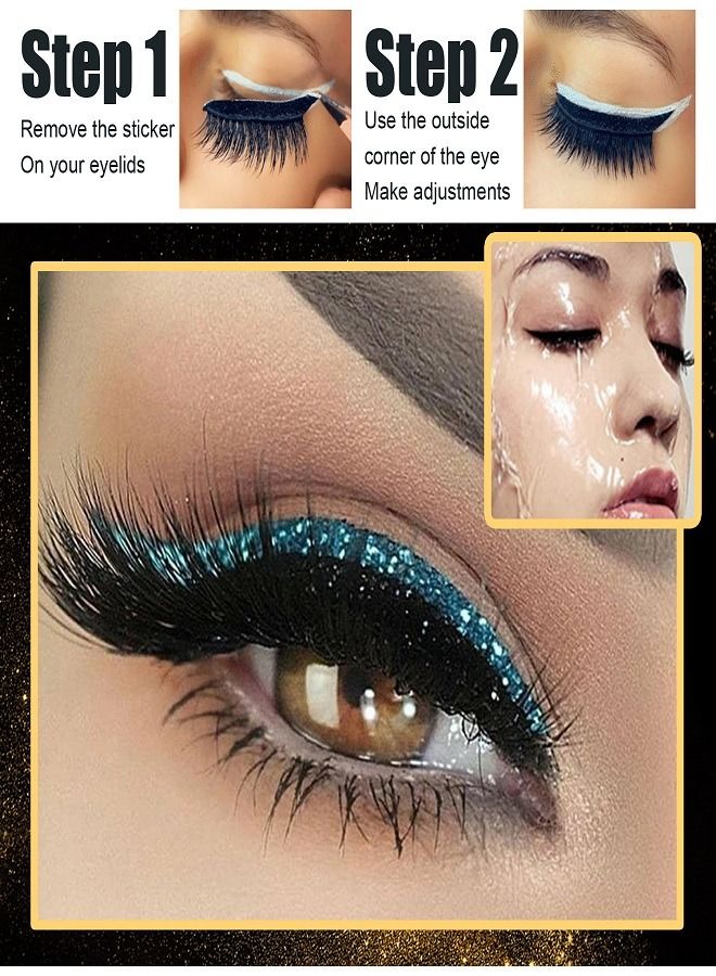 4 أزواج من ظلال العيون لصق مع بودرة اللمعان كحل - Image 4