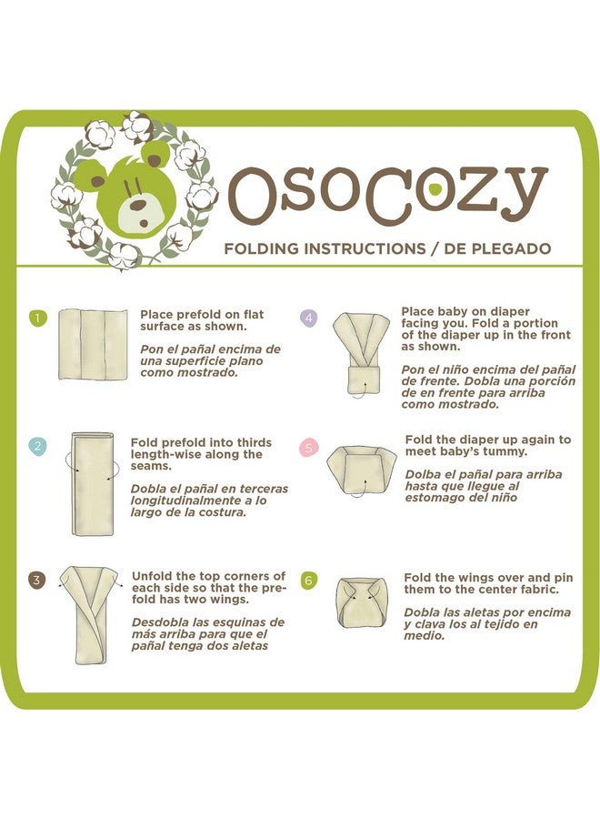 OsoCozy Organic Cotton Prefold Cloth Diapers Traditional Fit Small 4x8x4 Layering (6pk) - Super-Soft, Thick, Absorbent and Durable. Unbleached Natural Color, Fits 7-15 lbs. - Image 3