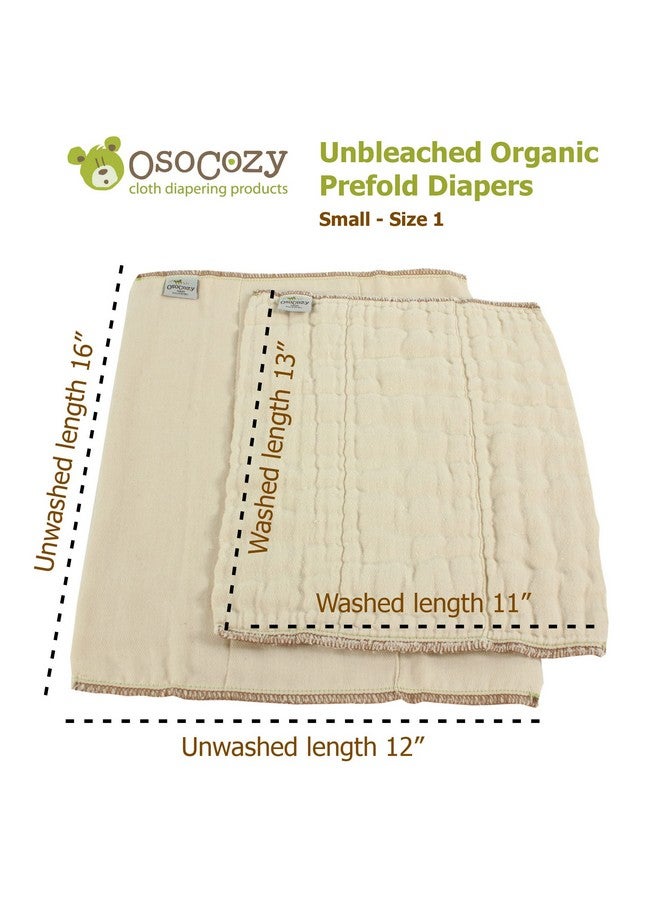 OsoCozy Organic Cotton Prefold Cloth Diapers Traditional Fit Small 4x8x4 Layering (6pk) - Super-Soft, Thick, Absorbent and Durable. Unbleached Natural Color, Fits 7-15 lbs. - Image 4