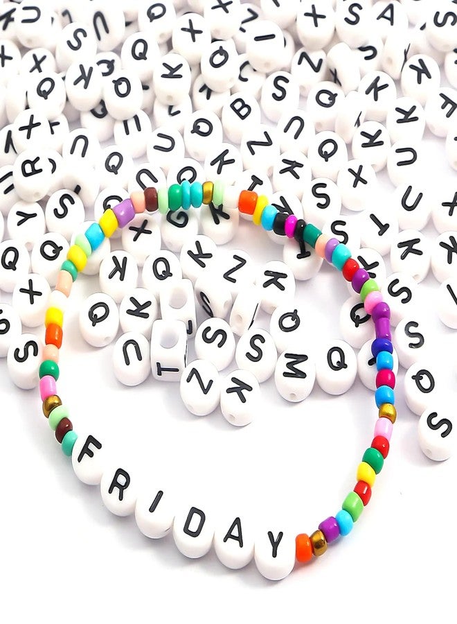 Tdas 750 Pieces Round Acrylic Alphabet Letter Beads A-Z Mixed Plastic Shape Loose Beads for DIY Jewellery Making Bracelets Necklaces Key Chains for Arts Crafts Supplies (White-Black) - Image 4