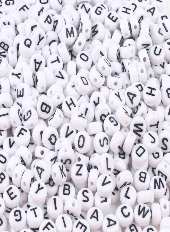 Tdas 750 Pieces Round Acrylic Alphabet Letter Beads A-Z Mixed Plastic Shape Loose Beads for DIY Jewellery Making Bracelets Necklaces Key Chains for Arts Crafts Supplies (White-Black) - Image 1