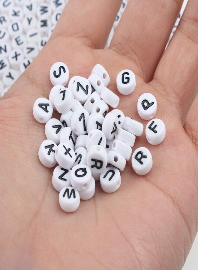 Tdas 750 Pieces Round Acrylic Alphabet Letter Beads A-Z Mixed Plastic Shape Loose Beads for DIY Jewellery Making Bracelets Necklaces Key Chains for Arts Crafts Supplies (White-Black) - Image 2