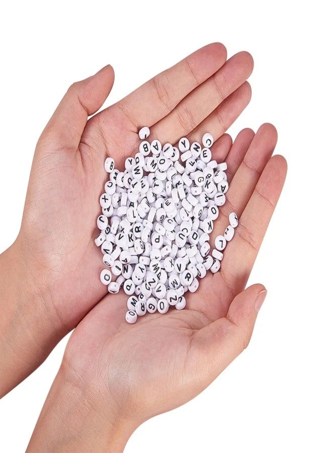 Tdas 750 Pieces Round Acrylic Alphabet Letter Beads A-Z Mixed Plastic Shape Loose Beads for DIY Jewellery Making Bracelets Necklaces Key Chains for Arts Crafts Supplies (White-Black) - Image 3