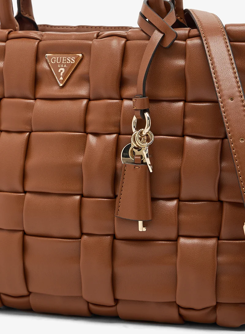 Guess Cognac Marion Satchel Bag for Women | Best Price UAE