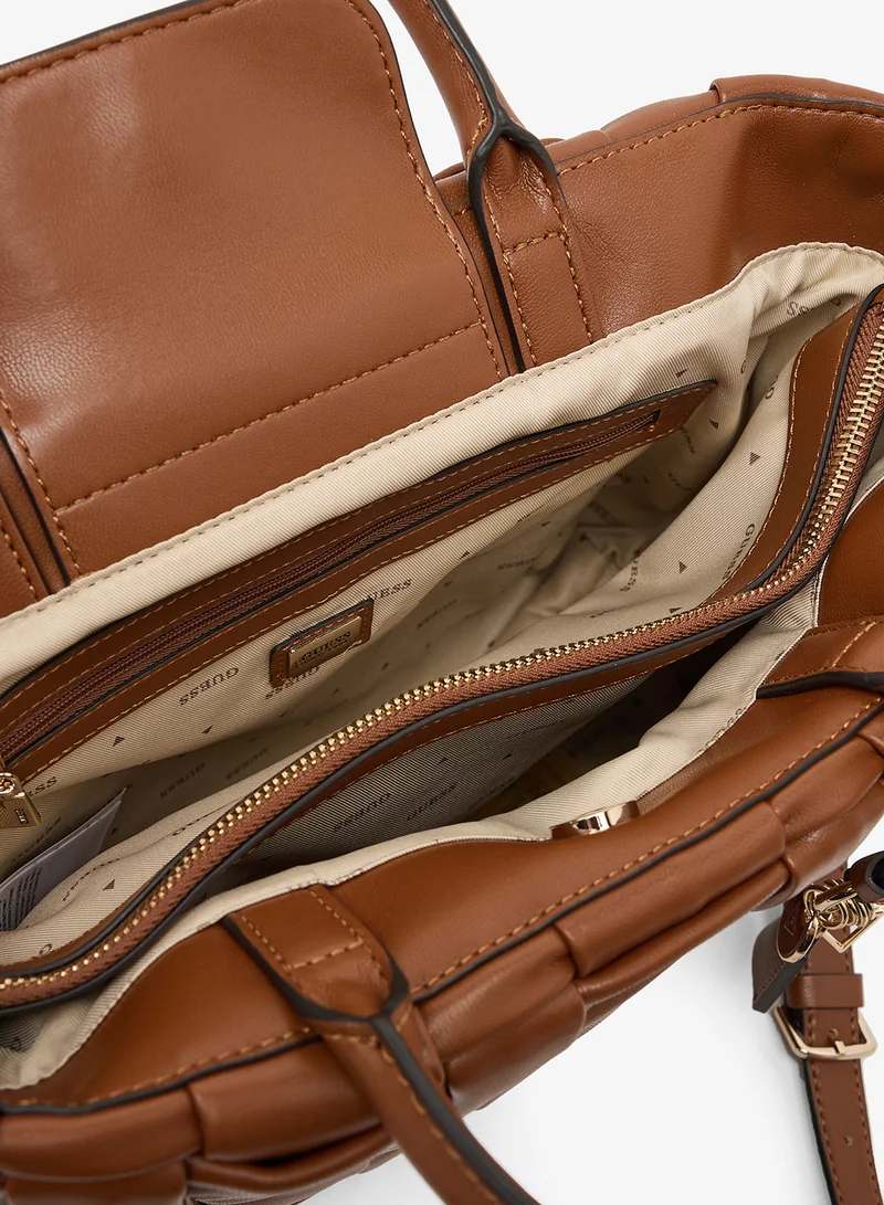 Guess Cognac Marion Satchel Bag for Women | Best Price UAE