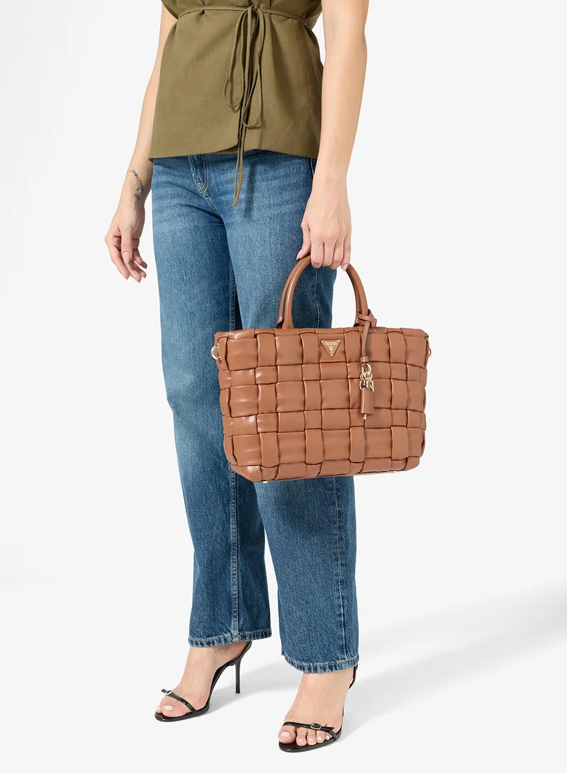 Guess Cognac Marion Satchel Bag for Women | Best Price UAE