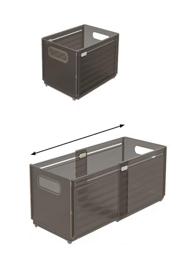 Defrko Foldable Storage Bins, 2 Pack Plastic Expandable Boxes for Organizing, Adjustable from 11-18.8" Drawer Organizers Separators Dividers for Bedroom Kitchen Utensils Tools Closet，Large Grey - Image 1