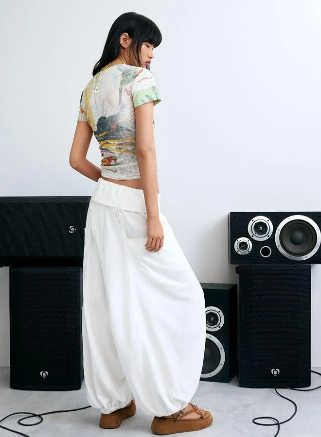 Desigual White Balloon trousers 100% cotton for Women | Best Price UAE