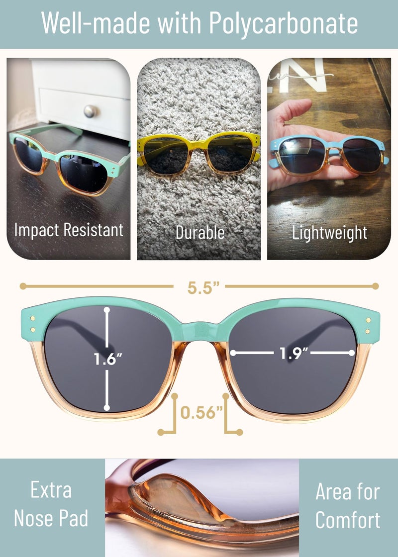 Leafael Polarized Sunglasses Women's Trendy Two Tone Retro Design, 100% UV Protection, Teal Green Square, Lifestyle & Active - Image 5