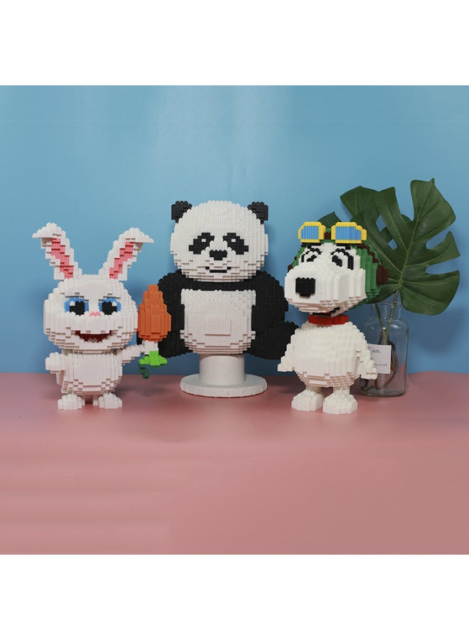 Fun Panda Ornaments Diamond Particles Assembled Toys Compatible With Lego Children's Educational Mini Building Blocks-Color:Small White Rabbit - Image 3