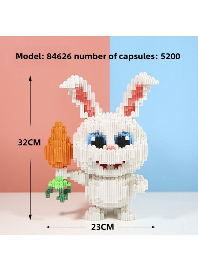 Fun Panda Ornaments Diamond Particles Assembled Toys Compatible With Lego Children's Educational Mini Building Blocks-Color:Small White Rabbit - Image 1