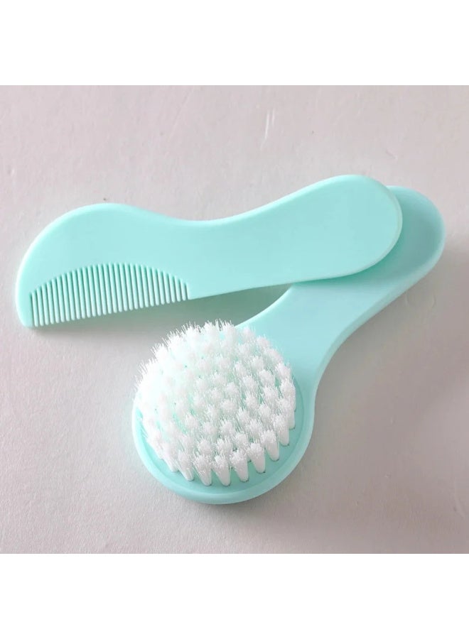 MiniMe Newborn Haircare Set | 0-12 Months | mint/turquoise| BPA-Free Plastic Comb & Soft Nylon Bristle Brush | Anti-Dandruff & Cradle Cap Removal | Ergonomic Design | Lightweight & Easy to Clean - Image 1
