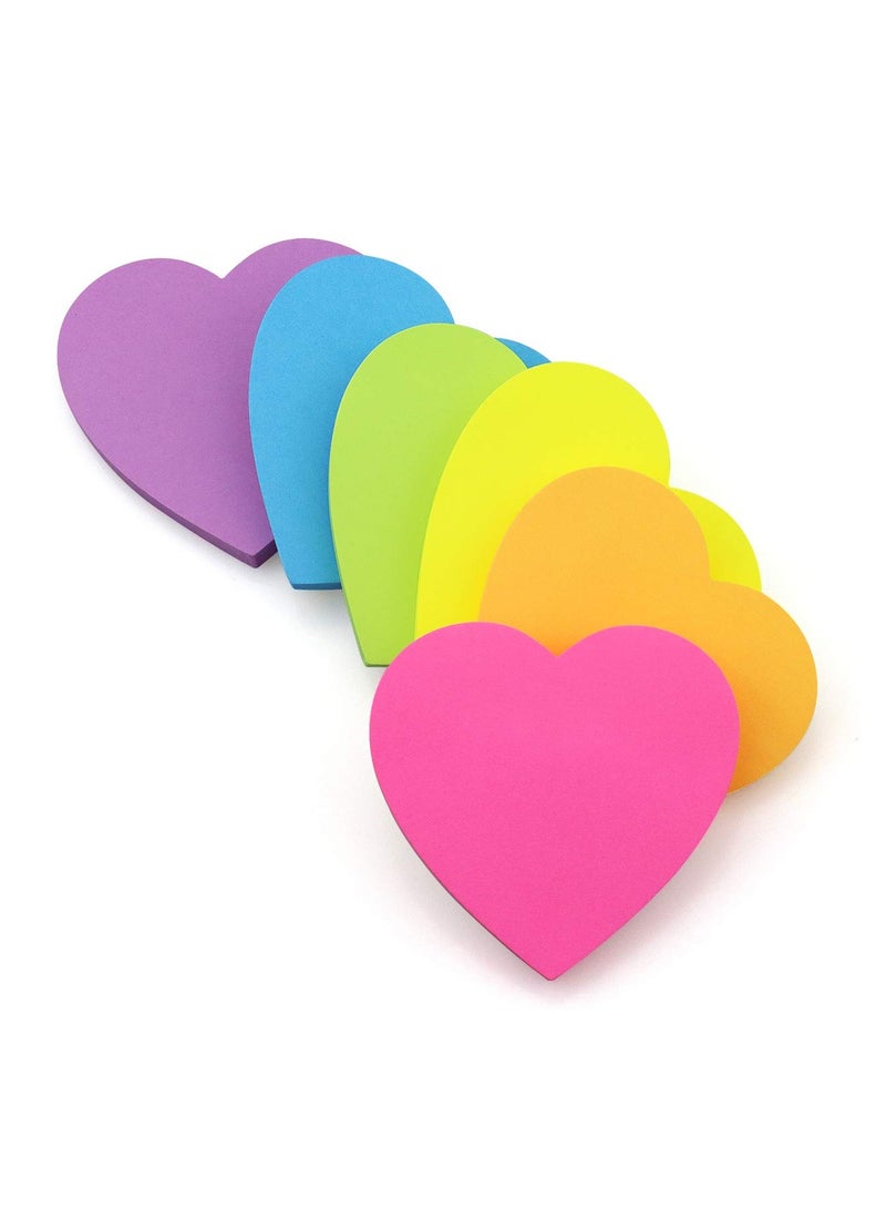Generic Heart Shape Sticky Notes 6 Color Bright Colorful Sticky Pad 30 Sheets/Pad Self-Sticky Note Pads  - Image 3