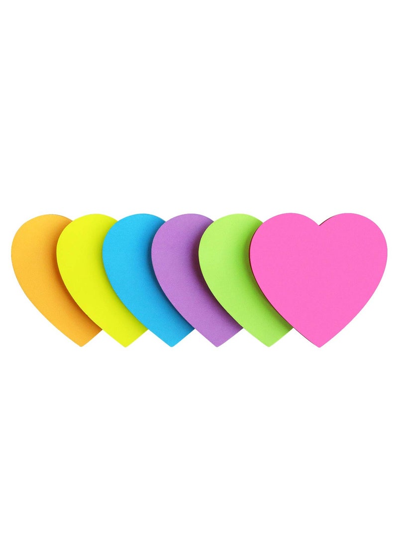 Generic Heart Shape Sticky Notes 6 Color Bright Colorful Sticky Pad 30 Sheets/Pad Self-Sticky Note Pads  - Image 1