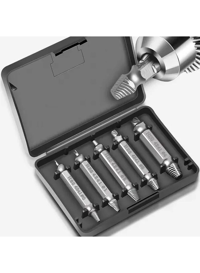 Professional Screw Extractor Kit Heavy Duty Rust Removal And Loosening Tool Set Silvery For DIY Enthusiasts Mechanics Christmas Birthday Gift Bolt Remover Damaged Stud Broken Screw Extractor - Image 1