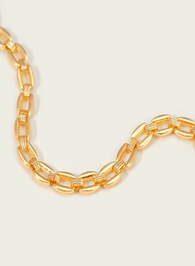 MEVECCO Gold Bold Chunky Chain Bracelets,14K Gold Plated Handmade Cute Emboss Spiral Figaro Link Chain CZ Cut Dainty Bracelet for Women - Image 5