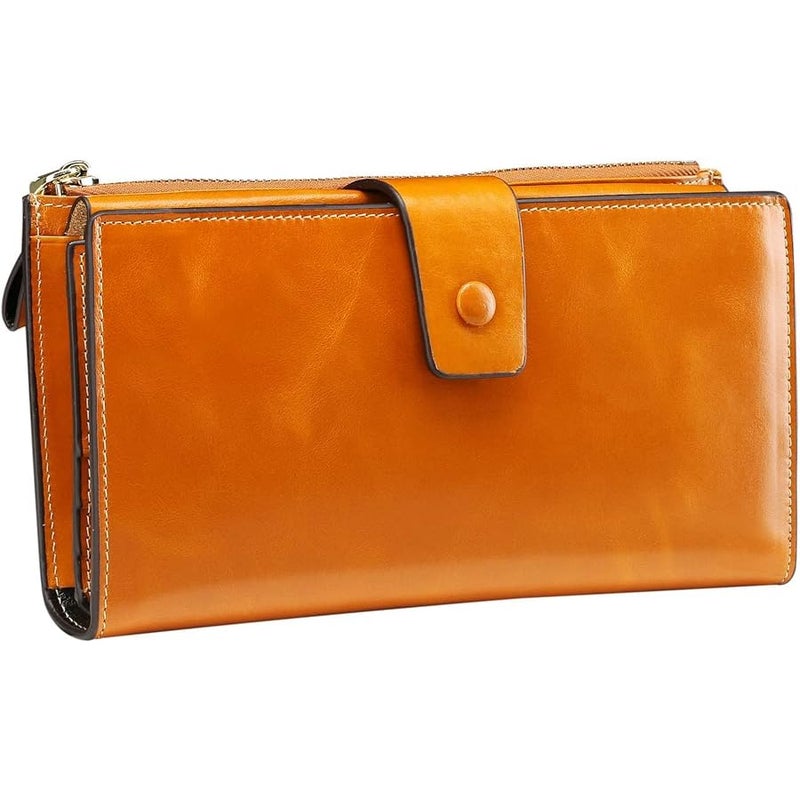 ITSLIFE Women's RFID Blocking Large Capacity Luxury Wax Genuine Leather Clutch Wallet Card Holder Organizer Ladies Purse - Image 3