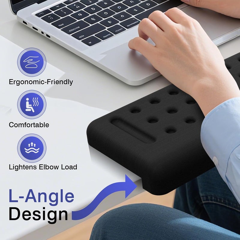 Retuhapy L-Shaped Desk Edge Cushion, 2 PCS Elbow Rest for Desk with Ergonomic Support, Memory Foam Elbow Pad & Arm Rest for Palm, Wrist & Forearm, Non-Slip & Separate Design, Office & Home, Black - Image 5