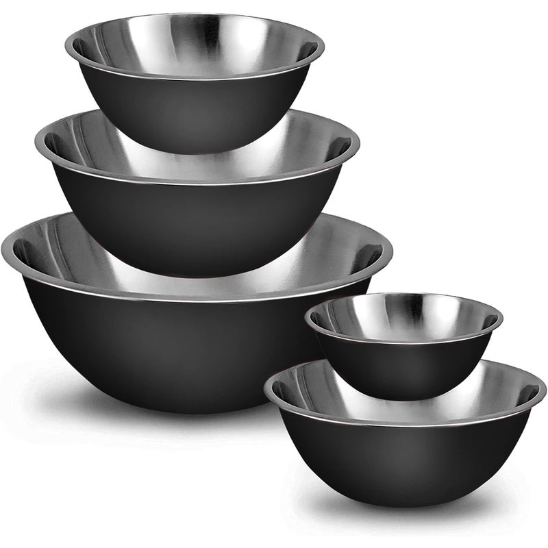 WHYSKO Meal Prep Stainless Steel Mixing Bowls Set Home Refrigerator and Kitchen Food Storage Organizers  Ecofriendly Reusable Heavy Duty Black