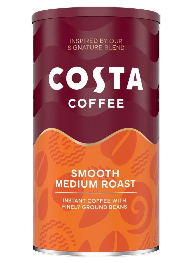 COSTA Coffee Smooth Medium Roast Instant Coffee with Finely Ground Beans Tin 100gr, Medium Roast Brown Coffee