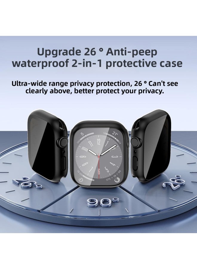 Loquat Applicable To For Apple Watch Waterproof Anti-peep Case Protective Cover For Apple Watch Tempered Case Film Integrated S9/8/7/6-Color:Original Machine Red 【waterproof And Peep-proof Full Package】】-E  - Image 2