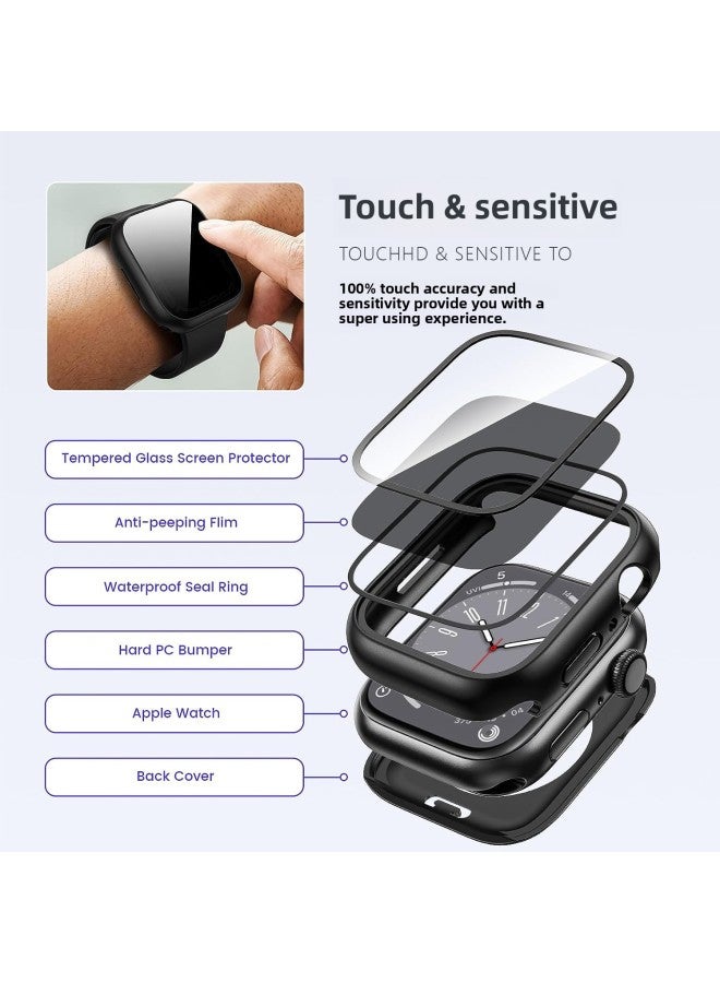 Loquat Applicable To For Apple Watch Waterproof Anti-peep Case Protective Cover For Apple Watch Tempered Case Film Integrated S9/8/7/6-Color:Original Machine Red 【waterproof And Peep-proof Full Package】】-E  - Image 4