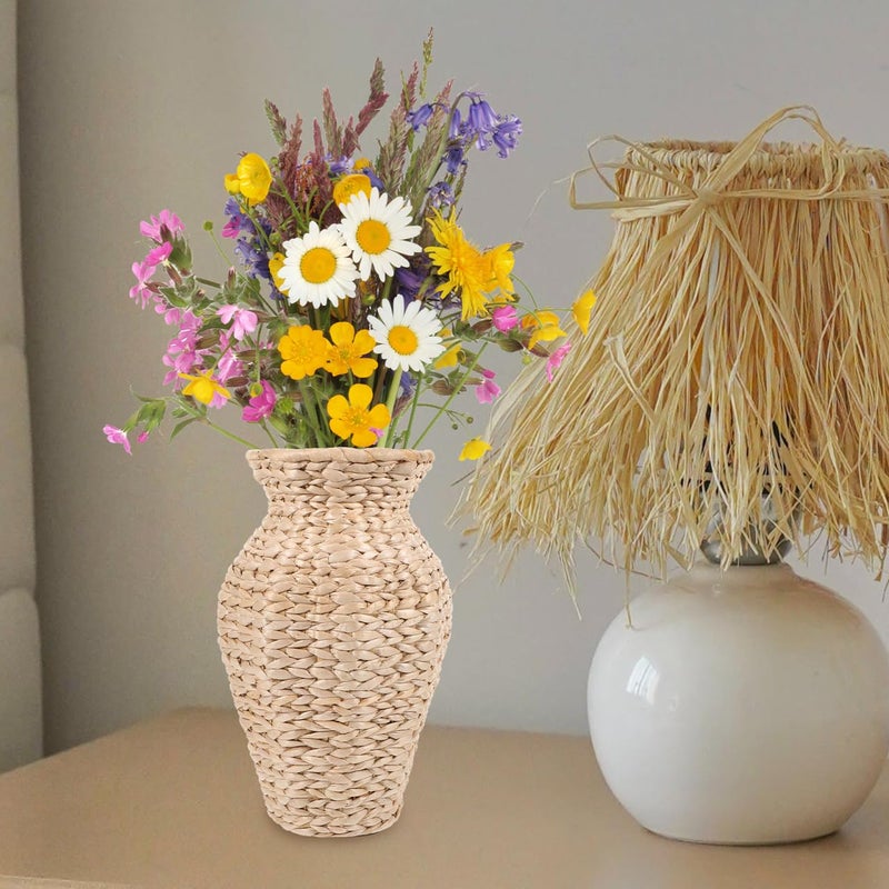 VOSAREA 1pc Woven Grass Flower Vase and Decorative Vase for Dried Flowers Stylish Rattan Design for Home and Wedding Centerpieces - Image 3
