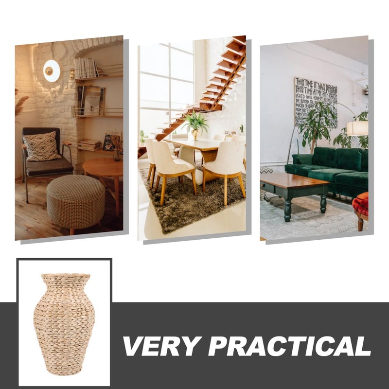 VOSAREA 1pc Woven Grass Flower Vase and Decorative Vase for Dried Flowers Stylish Rattan Design for Home and Wedding Centerpieces - Image 4