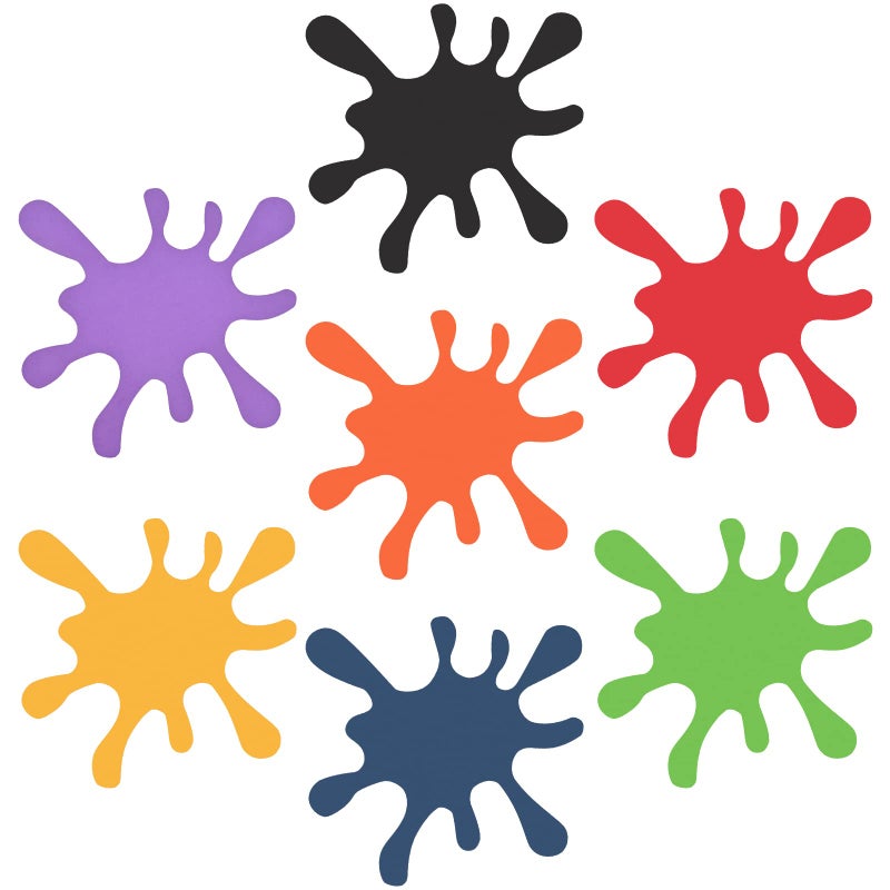 Lecferrarc 42 Pcs Paint Splatter Cutouts Colorful Art Painting Party Decorations Art Paint Splash Silhouette for Art Painting Theme Birthday Party Decoration School Bulletin Board Craft Home Wall Decor - Image 1