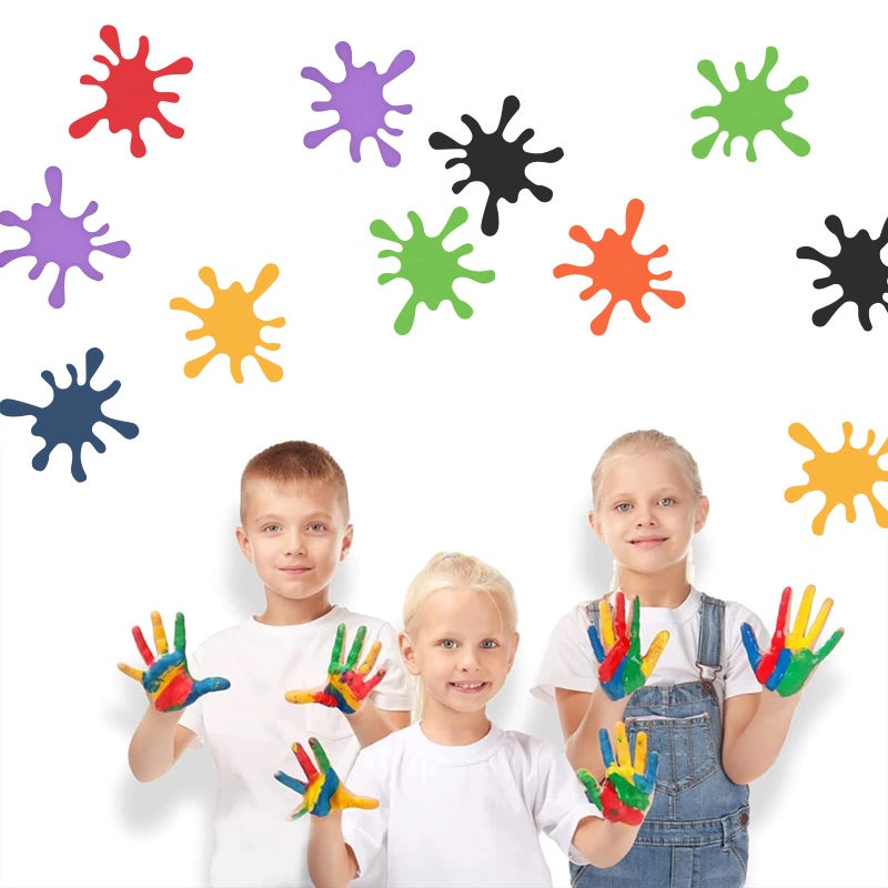 Lecferrarc 42 Pcs Paint Splatter Cutouts Colorful Art Painting Party Decorations Art Paint Splash Silhouette for Art Painting Theme Birthday Party Decoration School Bulletin Board Craft Home Wall Decor - Image 5