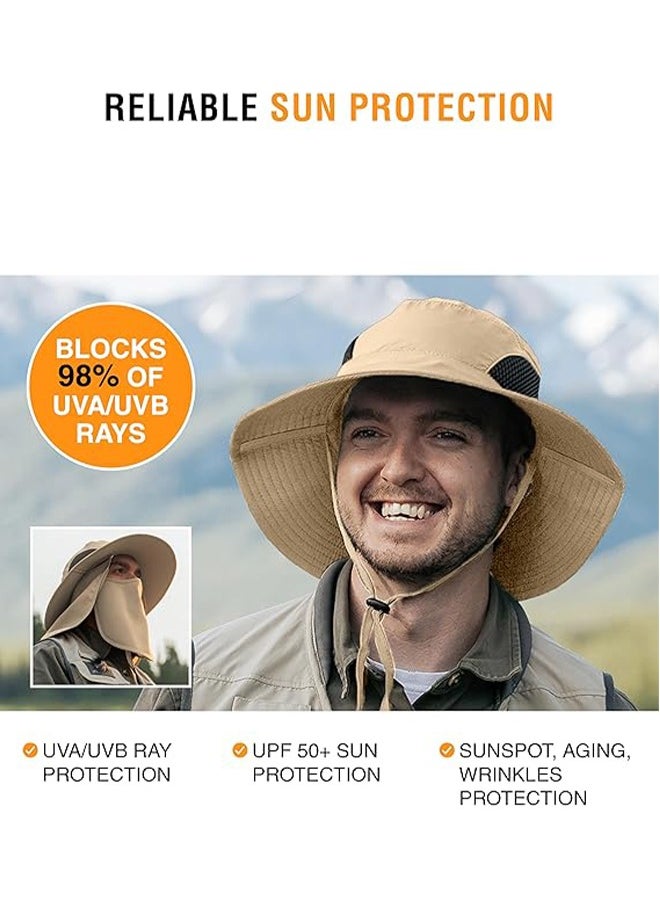 Generic Bucket Hat ,Fishing Hat ,Outdoor Sun Protection Hats for Men & Women Mens Sun hat Neck protection sun protection mosquito protection UV protection bucket hat Khaki  - Image 4