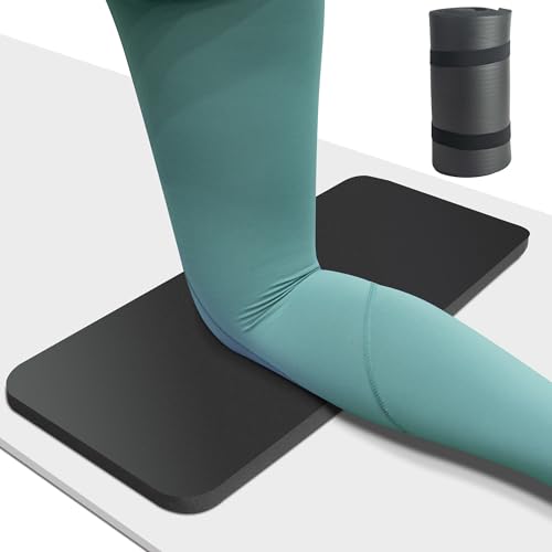 HASSLICKIT Yoga Knee Pad Cushion 24 x 98 x 08 in Thick Mini Yoga Mat OdorFree NBR Workout Mat with Storage Strap Small Exercise Mat for Yoga Pilates Kneeling Planks Home Gym Black - Image 1
