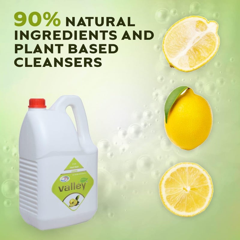 VALLEY 5 LTR Liquid Handwash Lemon Refreshing Antibacterial Formula Soft on Skin LongLasting Hygiene Suitable for Home Gentle Lemon Fragrance Powerful Germ Protection 1pcs - Image 4