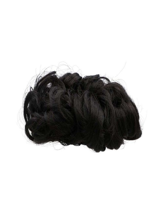GUEDKIKL كعكة شعر سوداء مجعدة فوضوية من GUEDKIKL، كعكة شعر كبيرة فوضوية بتصميم كلاسيكي مع وصلة ذيل حصان، مشبك شعر سهل التمدد للنساء - Image 2