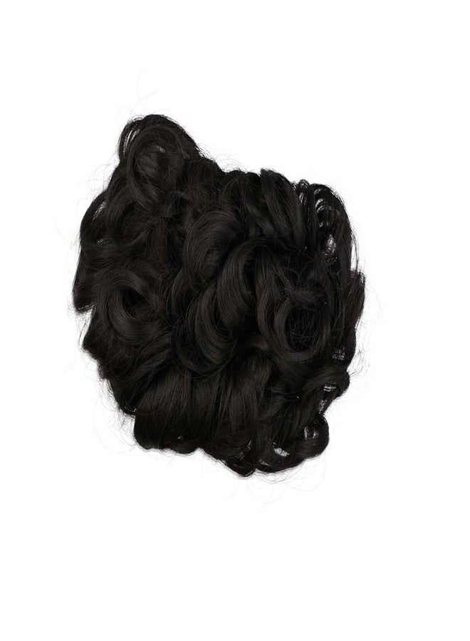 GUEDKIKL كعكة شعر سوداء مجعدة فوضوية من GUEDKIKL، كعكة شعر كبيرة فوضوية بتصميم كلاسيكي مع وصلة ذيل حصان، مشبك شعر سهل التمدد للنساء - Image 5