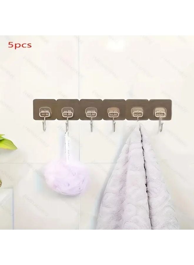 5Pcs Transparent Adhesive Hooks Strong Adhesive Nail Free Enlarged Hooks For Door Wall - Image 2