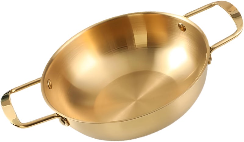 Kruvad Stainless Steel Everyday Pan - Color Golden Korean Noodle, Ramen Pot, Small Stockpot, Pasta Pot, Stir Fry Pan, Omelet & Paella Pan - Dishwasher Safe,Cooking Pot for Soup Curry Pasta - Image 1