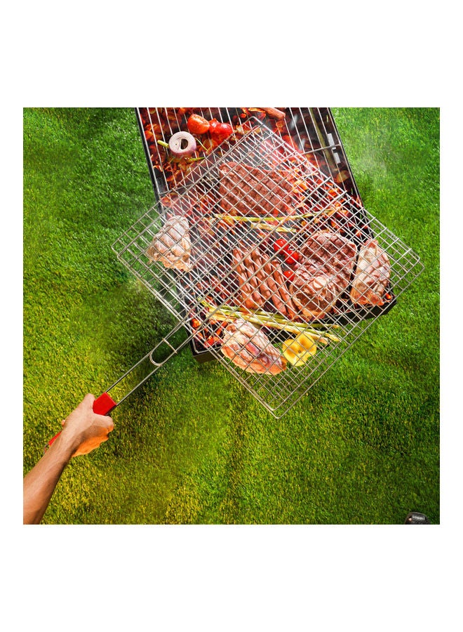 Royalford Foldable Portable Stainless Steel Barbecue Grill Indoor And Outoor Silver/Red - Image 3