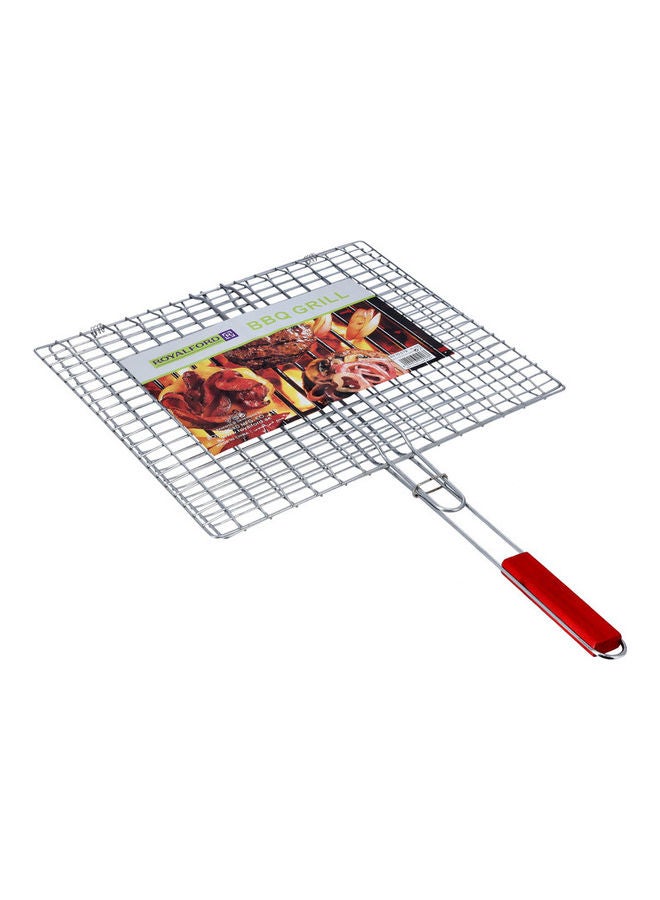 Royalford Foldable Portable Stainless Steel Barbecue Grill Indoor And Outoor Silver/Red - Image 2
