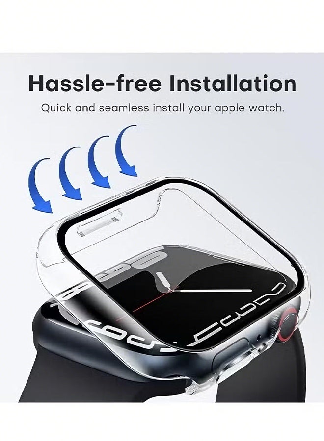 Happy D Apple Watch Series S7/8/9 45mm Case with 9H Tempered Glass Screen Protector, Unique Design Hard PC Waterproof Cover,Scratch Resistant Modified Appearance Film Integrated Protective Case（Clear) - Image 3