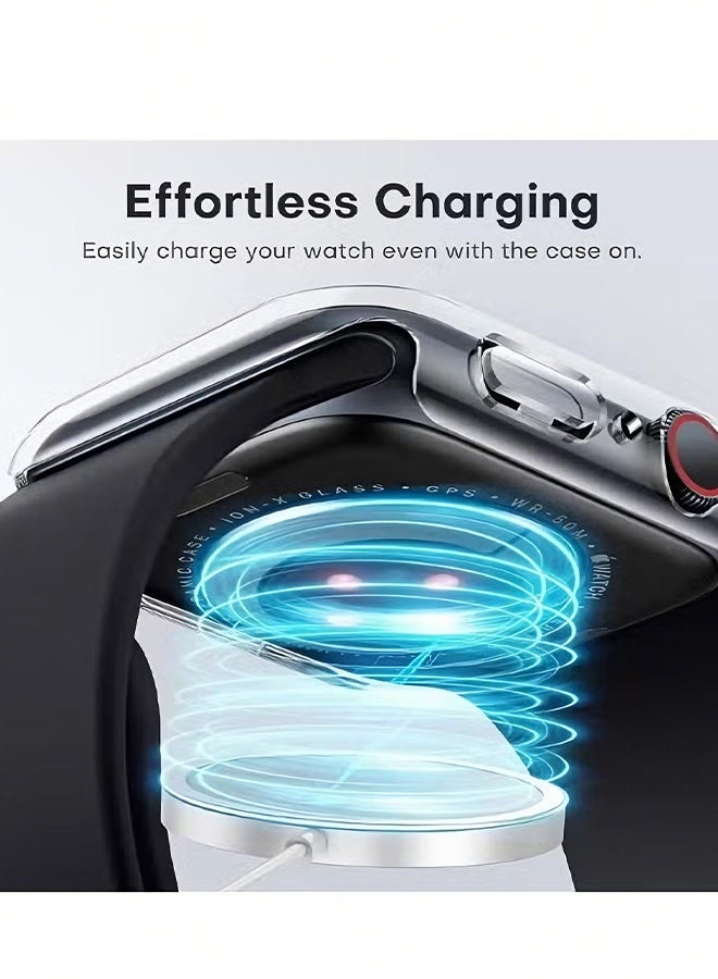 Happy D Apple Watch Series S7/8/9 45mm Case with 9H Tempered Glass Screen Protector, Unique Design Hard PC Waterproof Cover,Scratch Resistant Modified Appearance Film Integrated Protective Case（Clear) - Image 4