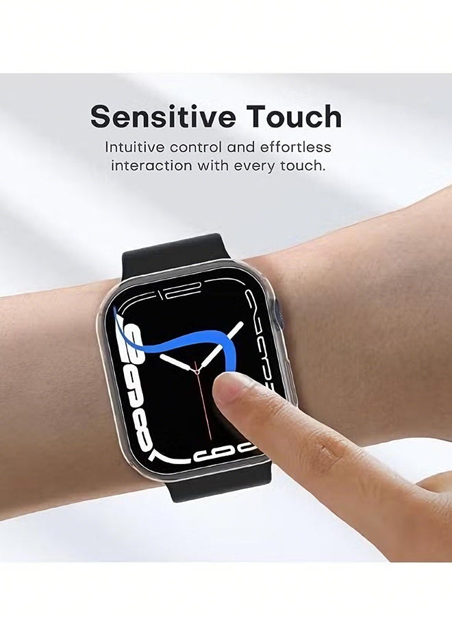 Happy D Apple Watch Series S7/8/9 45mm Case with 9H Tempered Glass Screen Protector, Unique Design Hard PC Waterproof Cover,Scratch Resistant Modified Appearance Film Integrated Protective Case（Clear) - Image 5