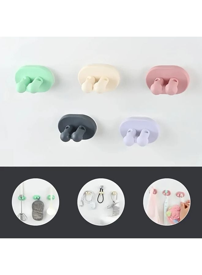 2 Pack Light Purple Adhesive Wall Mounted Bathroom Organizer Hooks No Drill Installation - Image 3