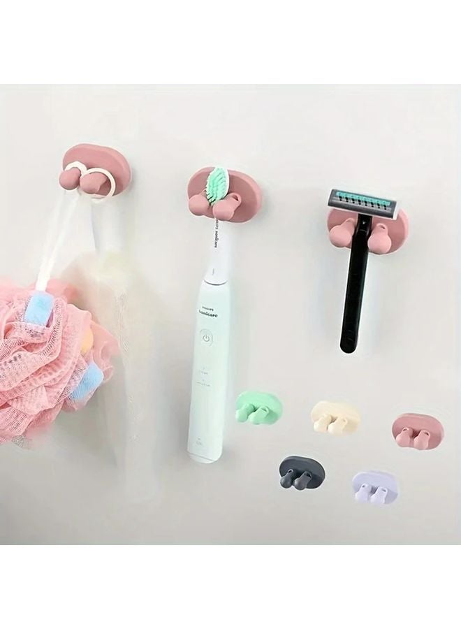 2 Pack Light Purple Adhesive Wall Mounted Bathroom Organizer Hooks No Drill Installation - Image 2