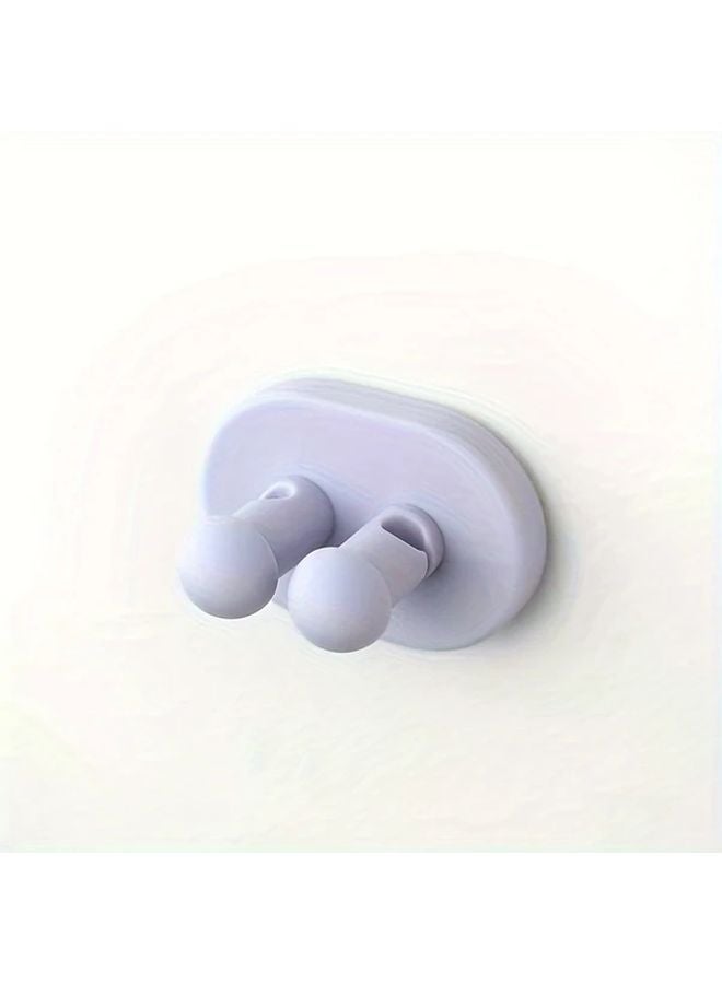 2 Pack Light Purple Adhesive Wall Mounted Bathroom Organizer Hooks No Drill Installation - Image 1